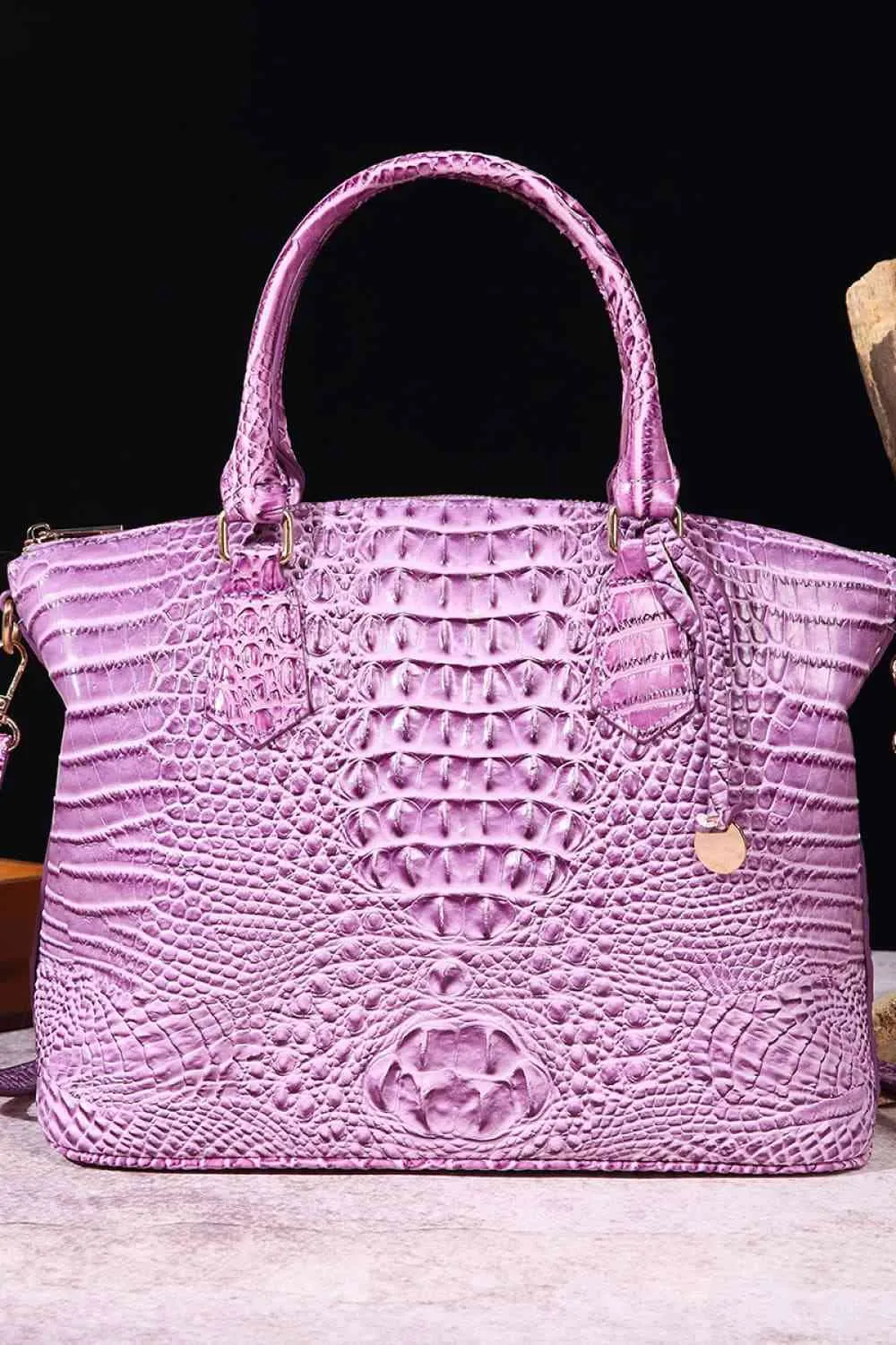 Vegan Leather Croc Embossed Handbag