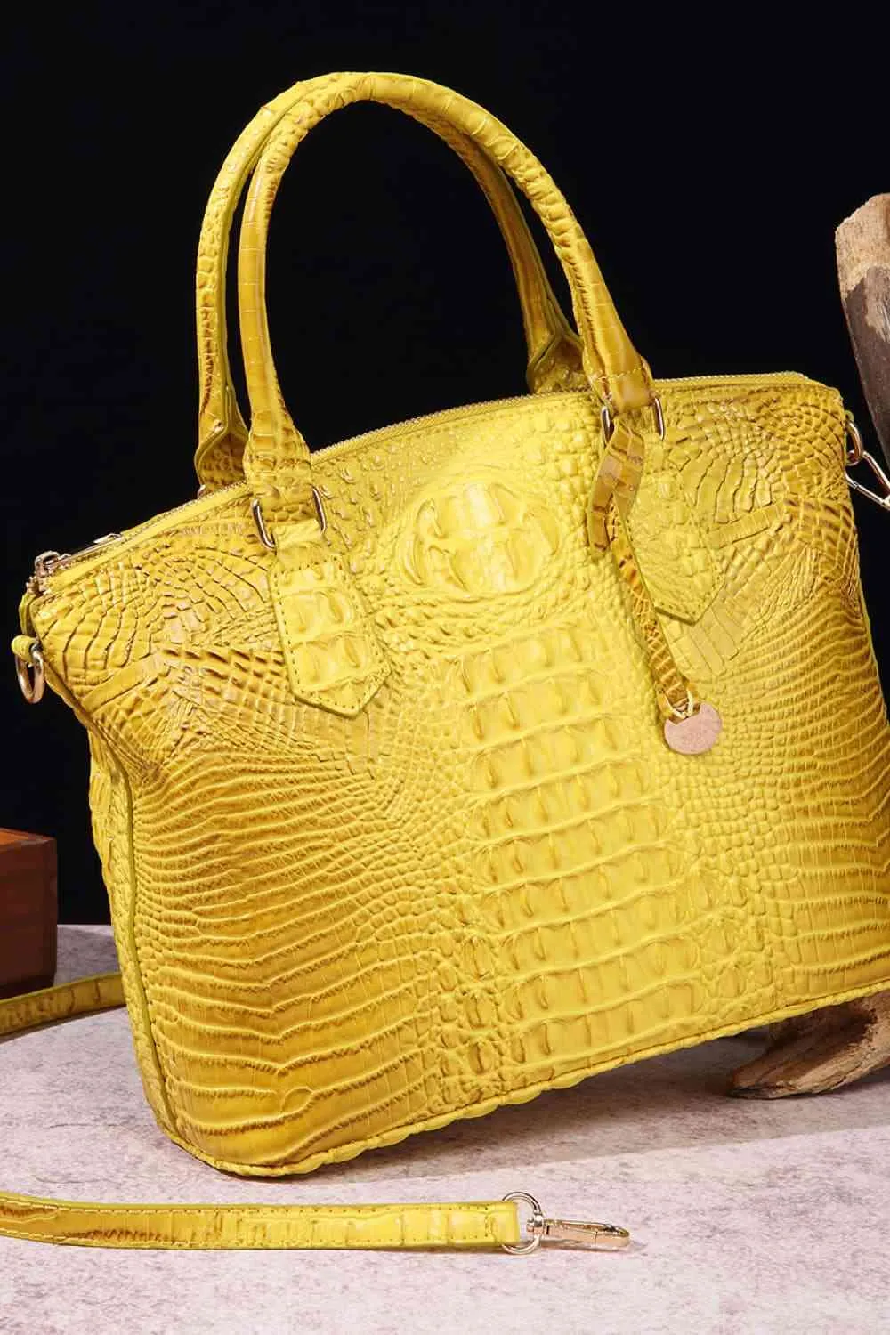 Vegan Leather Croc Embossed Handbag