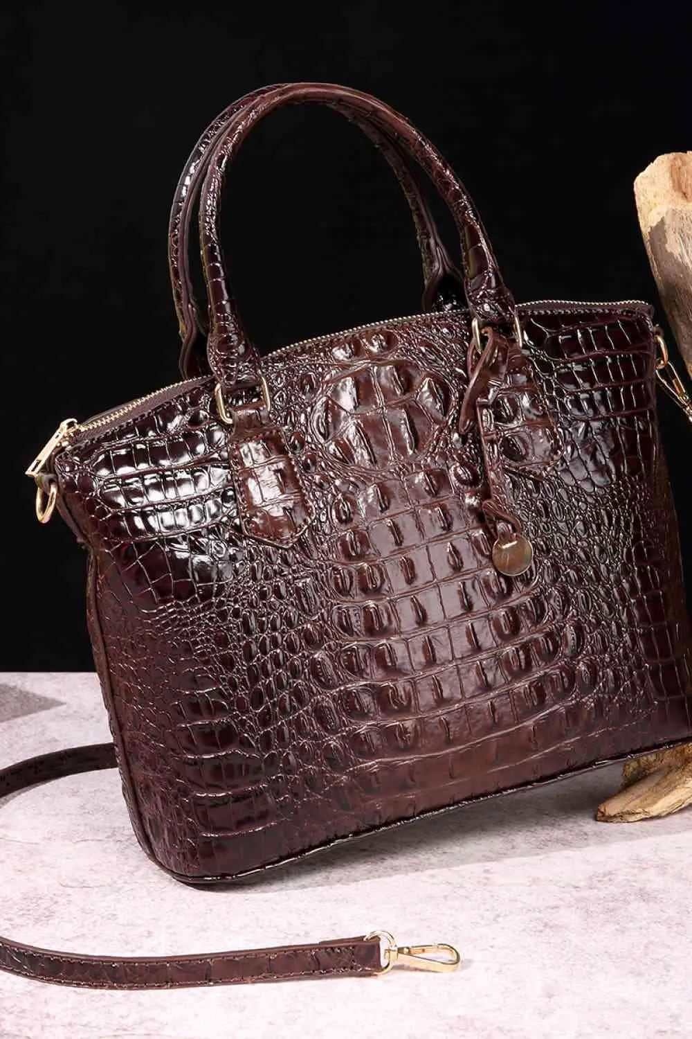 Vegan Leather Croc Embossed Handbag