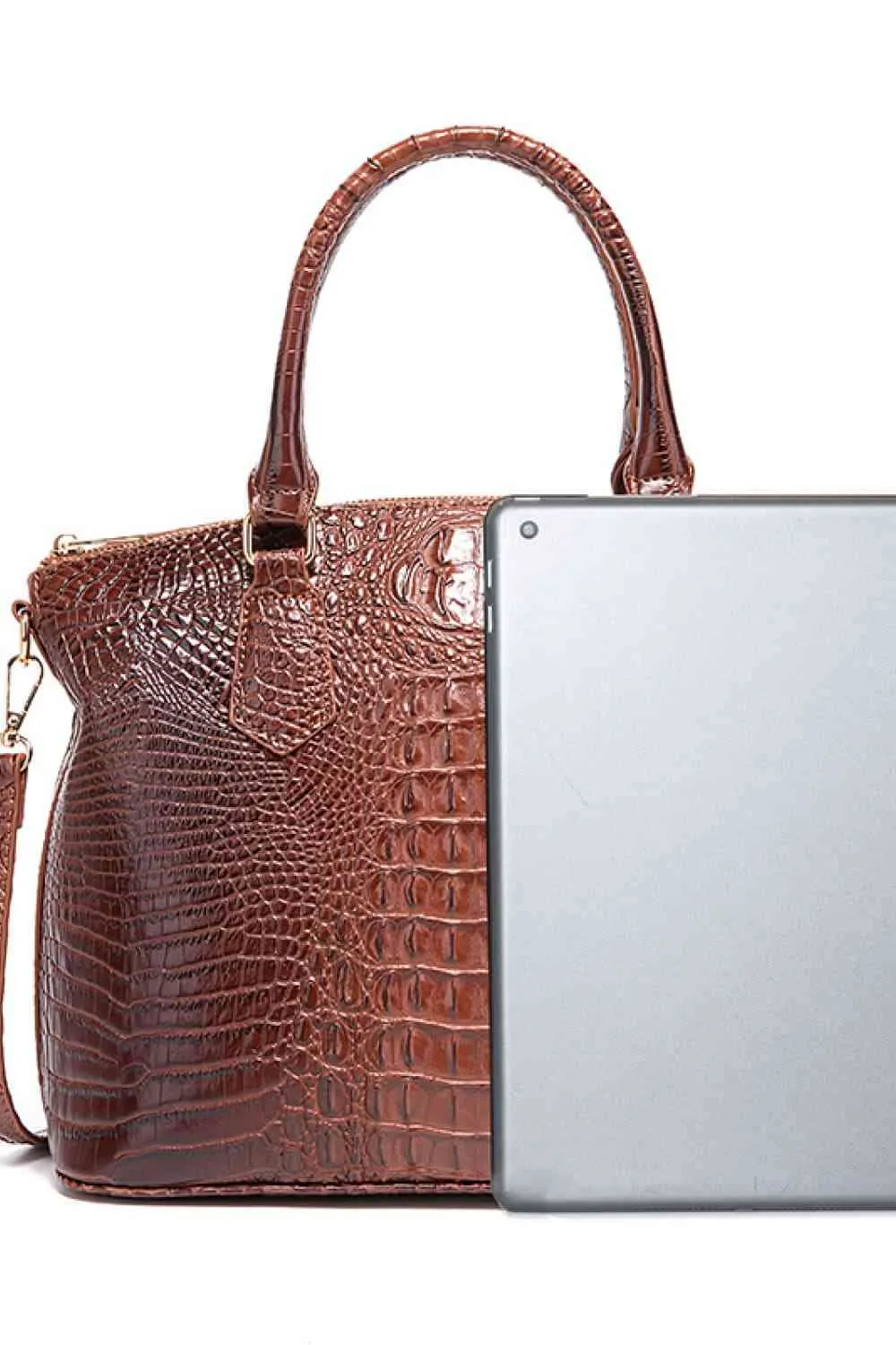 Vegan Leather Croc Embossed Handbag