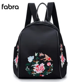Women Backpack Nylon Waterproof Fashion Shoulder Bag Embroidery Floral Travel Backpacks
