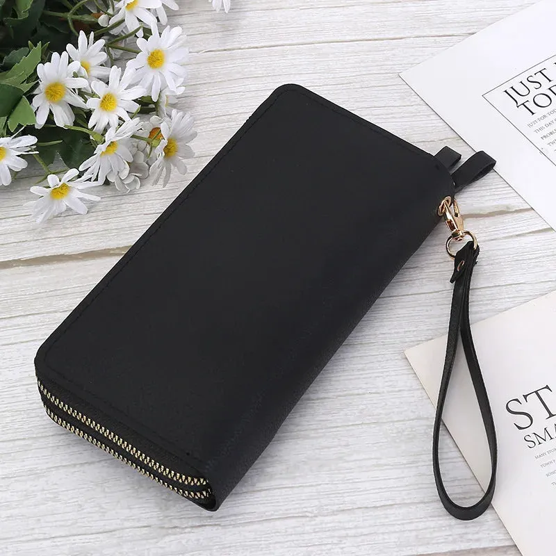 Women's Large Capacity Double Zip Wallet Long Clutch Mobile Phone Credit-Card Purse